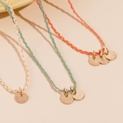 Collana personalizzata con Nome su catena intrecciata placcato oro merci maman