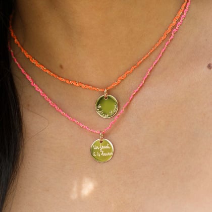 Collier chaîne tressée personnalisé plaqué or organe merci maman