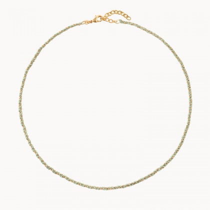 Geflochtene Halskette vergoldet Salbeigrün merci maman