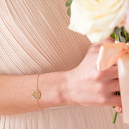 Bracelet personnalisé Pastille sur chaîne Témoin de Mariage merci maman