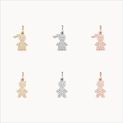 Acquista un Charm Mini Ragazzo o Ragazza Pavé Cristallo Placcato in oro Merci Maman
