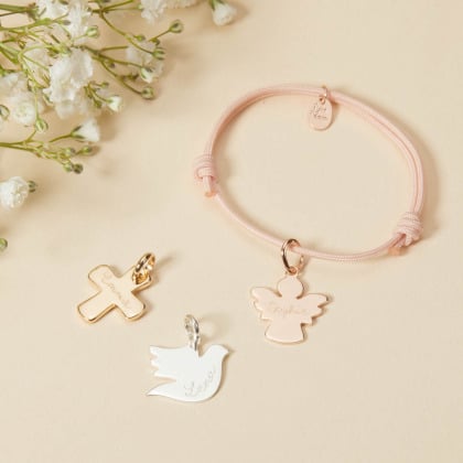 Bracciale Personalizzato per battesimo o comunione placcato oro merci maman