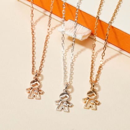 Mini Kristall Jungen Halskette für Kinder vergoldet merci maman