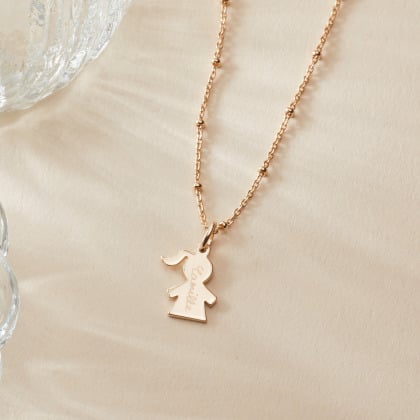 Children's Personalised Mini Girl Necklace gold plated merci maman