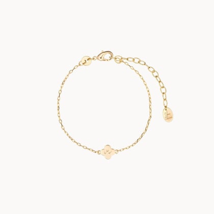 Pulsera personalizada infantil de cadena con cruz de trébol Baño de oro Merci Maman