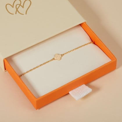 Pulsera personalizada infantil de cadena con cruz de trébol Baño de oro Merci Maman