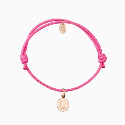 Pulsera personalizada con colgante de letra para niños baño de oro merci maman