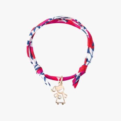 Bracciale con mini charm Bambina Liberty cristallo placcato in oro merci maman