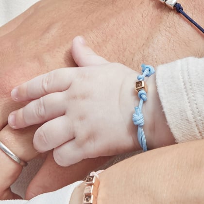 Children's Personalised Dice Bracelet gold plated merci maman