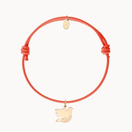 Pulsera personalizada de trenza con paloma baño de oro merci maman