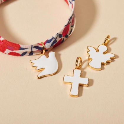 Personalisiertes Emaille Liberty Armband zur Taufe oder Kommunion vergoldet merci maman