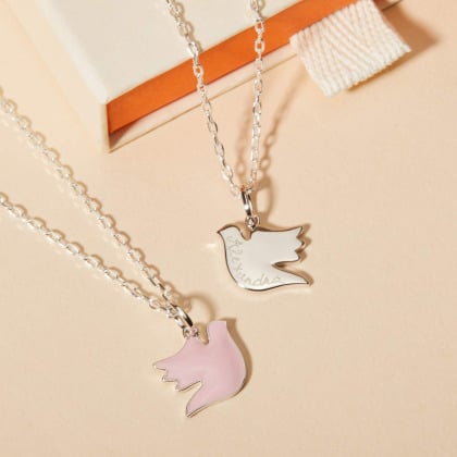 Collier Personnalisé Baptême ou Communion en Émail plaqué or merci maman