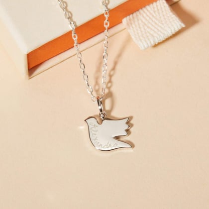 Collana personalizzata con smalto per il battesimo o la comunione placcato in oro merci maman