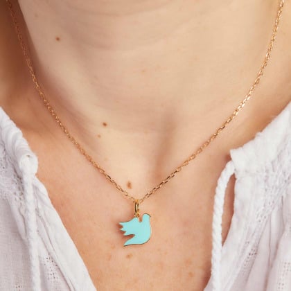 Collier Personnalisé Baptême ou Communion en Émail plaqué or merci maman