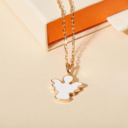 Collier Personnalisé Ange en Émail plaqué or merci maman