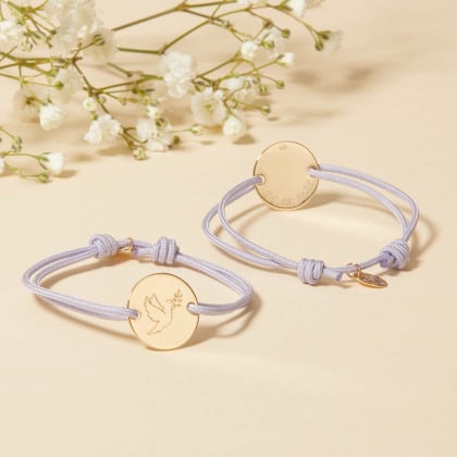 Pulsera personalizada con ilustración de bautizo y comunión baño de oro merci maman
