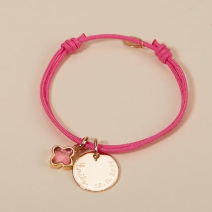 Bracelet personnalisé Pierre de Naissance Croix Romane Plaqué or Merci Maman