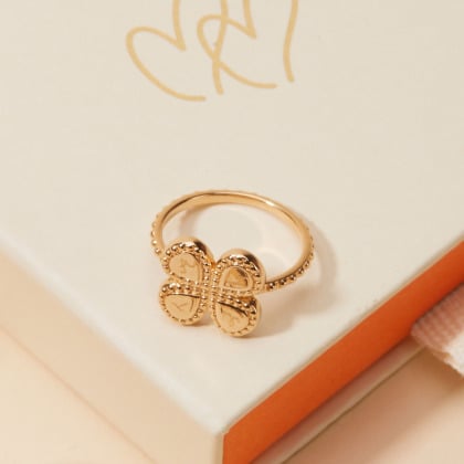 Personalisierter Glücksbringer Ring vergoldet merci maman