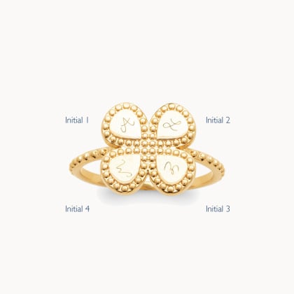 Personalised Clover Ring gold plated merci maman