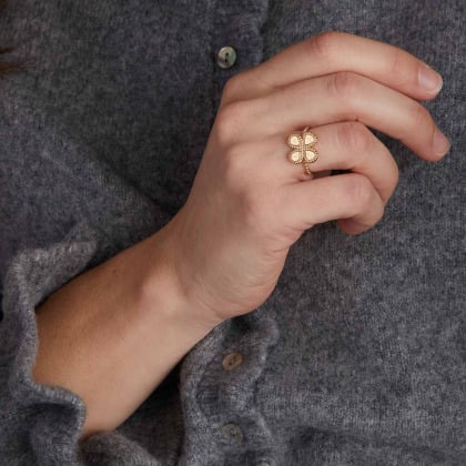 Personalisierter Glücksbringer Ring vergoldet merci maman