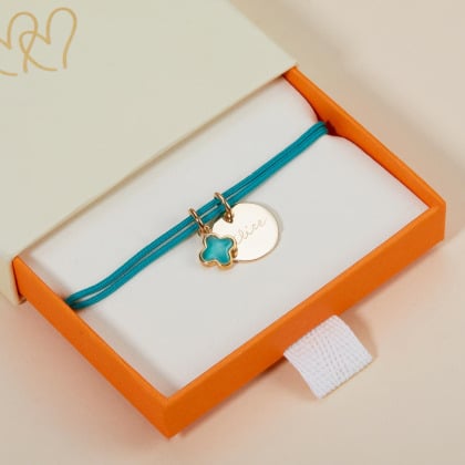 Bracelet personnalisé Pierre de Naissance Croix Romane Plaqué or Merci Maman