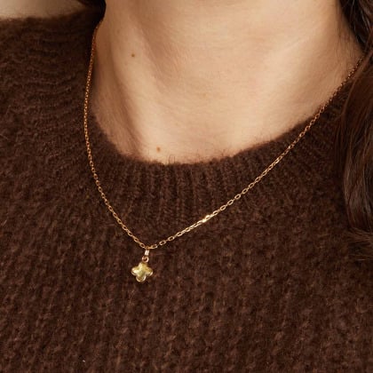 Personalisierte Klee Kreuz Geburtsstein Halskette Gold Plated Merci Maman