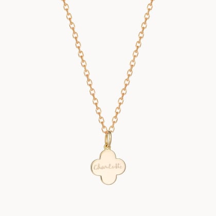 Collar personalizado para niña con mini cruz de trébol Baño de oro Merci Maman