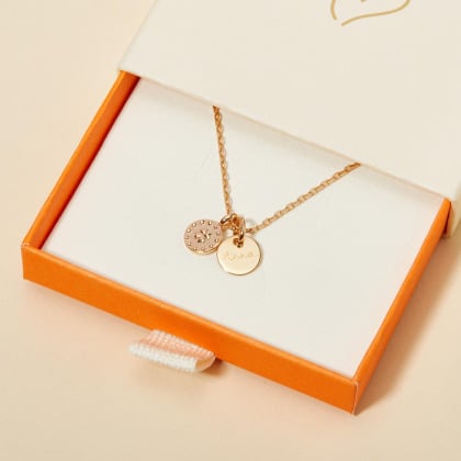 Collana personalizata con trifoglio placcato in oro merci maman