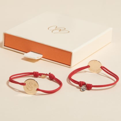 Pulsera personalizada del Zodiaco Chino baño de oro merci maman