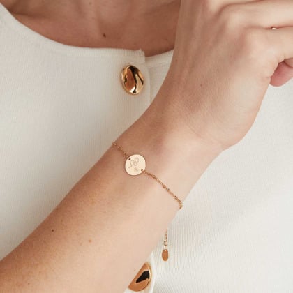 Personalisiertes Chinesisches Tierkreiszeichen Armkettchen vergoldet merci maman