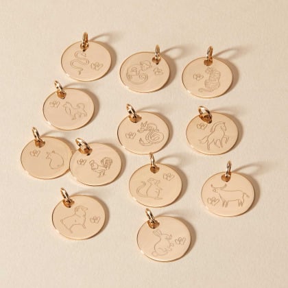 Collar personalizado del Zodiaco Chino baño de oro merci maman