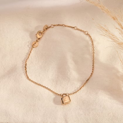 Bracelet Cadenas personnalisé plaqué or merci maman