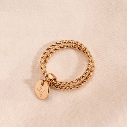 Bague Double Liens personnalisée plaqué or merci maman