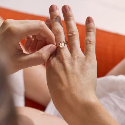 Bague Double Liens personnalisée plaqué or merci maman