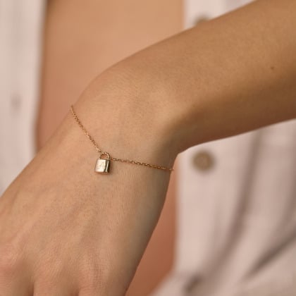 Bracelet Cadenas personnalisé plaqué or merci maman
