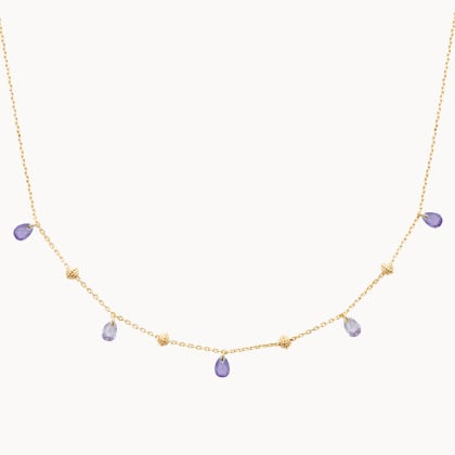 Collier Gouttes Cristal plaqué or merci maman