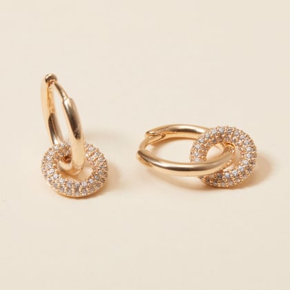 Crystal Eternity Double Hoop Earrings gold plated merci maman