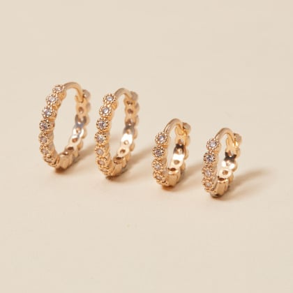 Mini Créoles Cristal Eternity  plaqué or merci maman