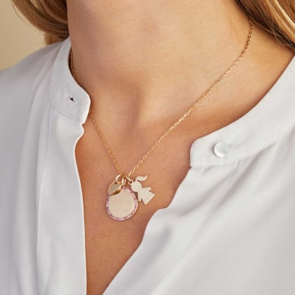 La Collana Duchessa Kate Cristallo Rosa placcato in oro merci maman