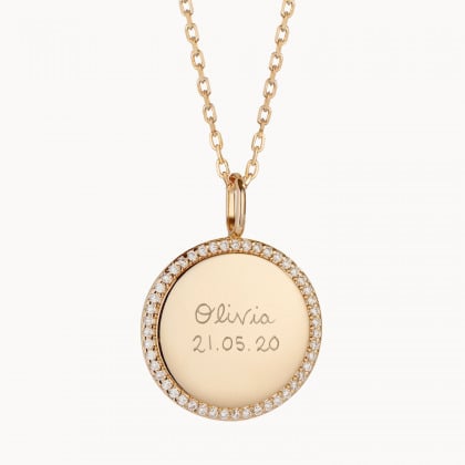 personalised crystal signature necklace gold plated merci maman