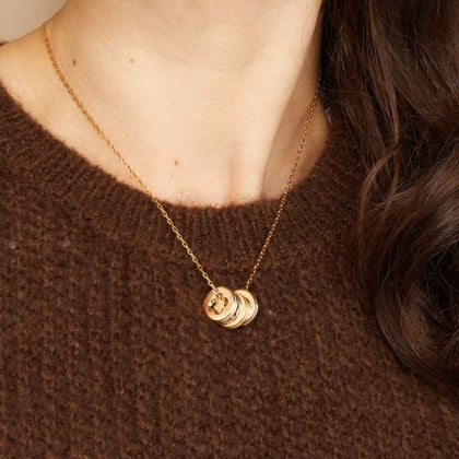 Collar personalizado Unión con nombre y cruz Baño de oro Merci Maman