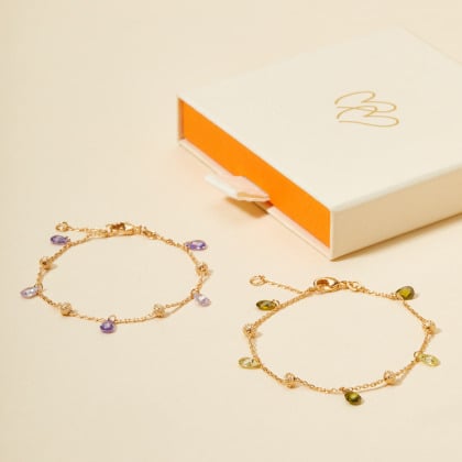 Bracelet Gouttes Cristal plaqué or merci maman