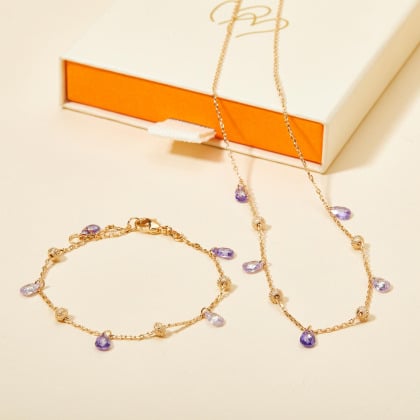 Collier Gouttes Cristal plaqué or merci maman