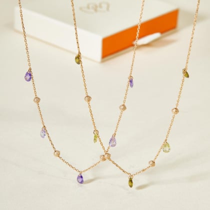 Collier Gouttes Cristal plaqué or merci maman