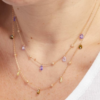 Collier Gouttes Cristal plaqué or merci maman