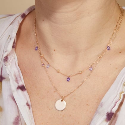 Collier Gouttes Cristal plaqué or merci maman