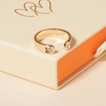 Bague Ouverte personnalisée Cœur Cristal Merci Maman