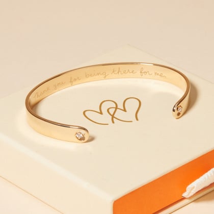 Personalised Crystal Heart Open Bangle Merci maman
