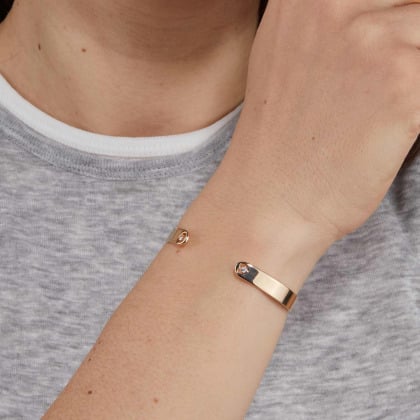 Personalised Crystal Heart Open Bangle Merci maman