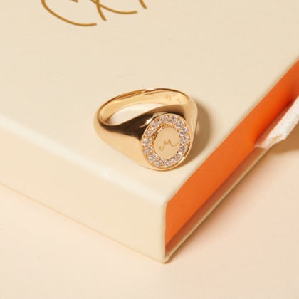 Chevalière Ovale Cristal personnalisée Merci Maman